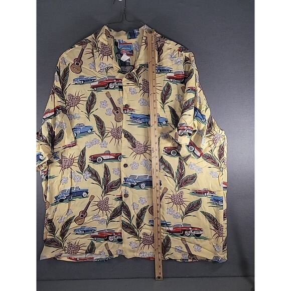 VTG Joe Kealoha Reyn Spooner Hawaiian Shirt XXL Cars Ukulele Floral Aloha EUC - Picture 5 of 6